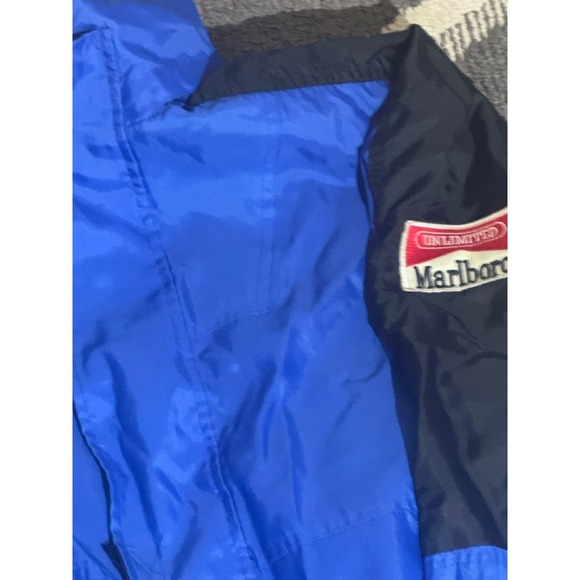 Vintage Marlboro Unlimited XXL Jacket Blue Black Full Zip Windbreaker Coat - Picture 2 of 5